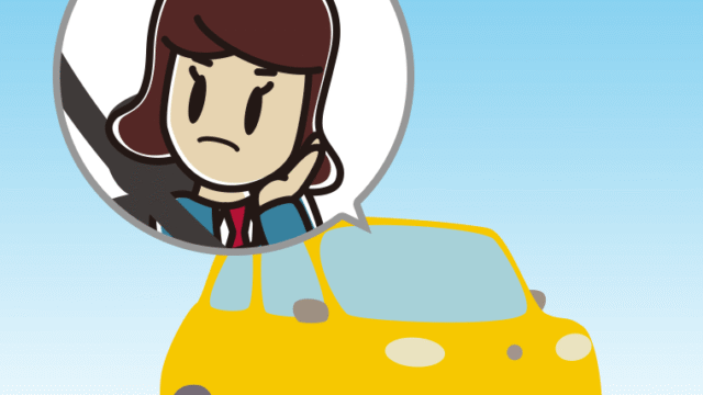 車で考える女子高校生のイラスト【色、背景あり】PNG