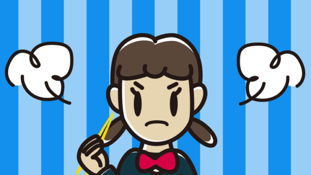 怒りながら食事をする女子中学生のイラスト【色、背景あり】PNG