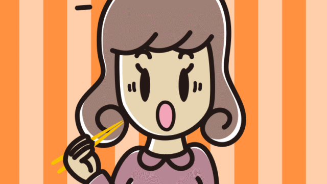 食事中に驚く女子大学生のイラスト【色、背景あり】PNG