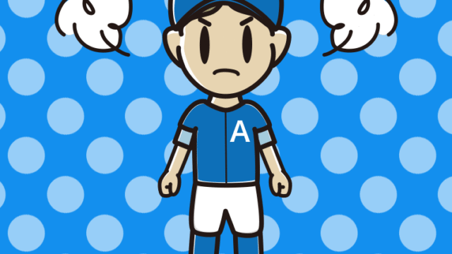 怒る野球のユニフォーム姿の小学生男子のイラスト【色、背景あり】PNG