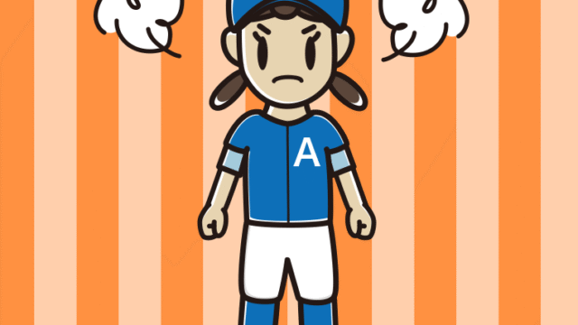 怒る野球のユニフォーム姿の女子中学生のイラスト【色、背景あり】PNG