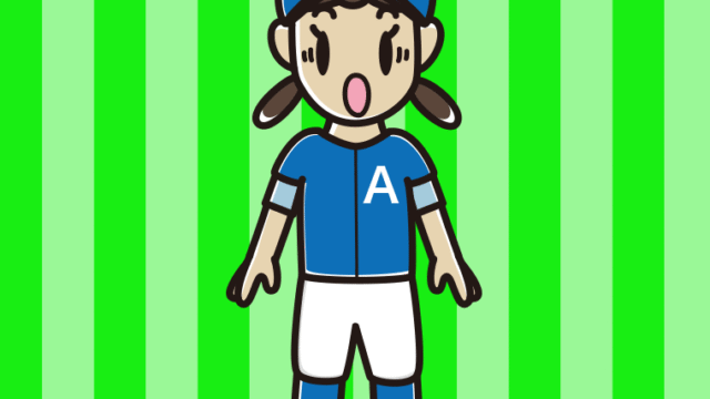 驚く野球のユニフォーム姿の女子中学生のイラスト【色、背景あり】PNG
