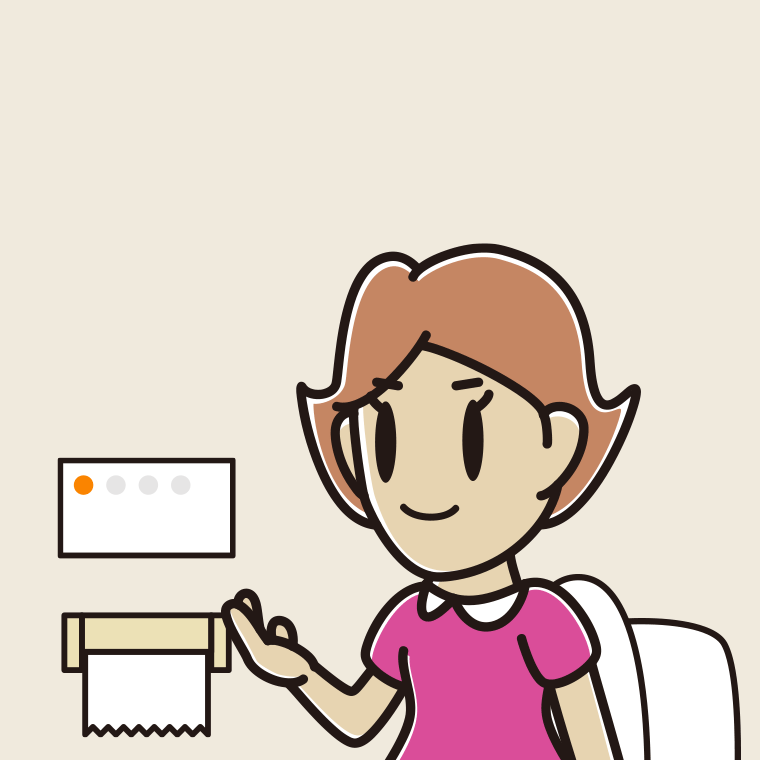 トイレで案内する女性のイラスト【色、背景あり】PNG