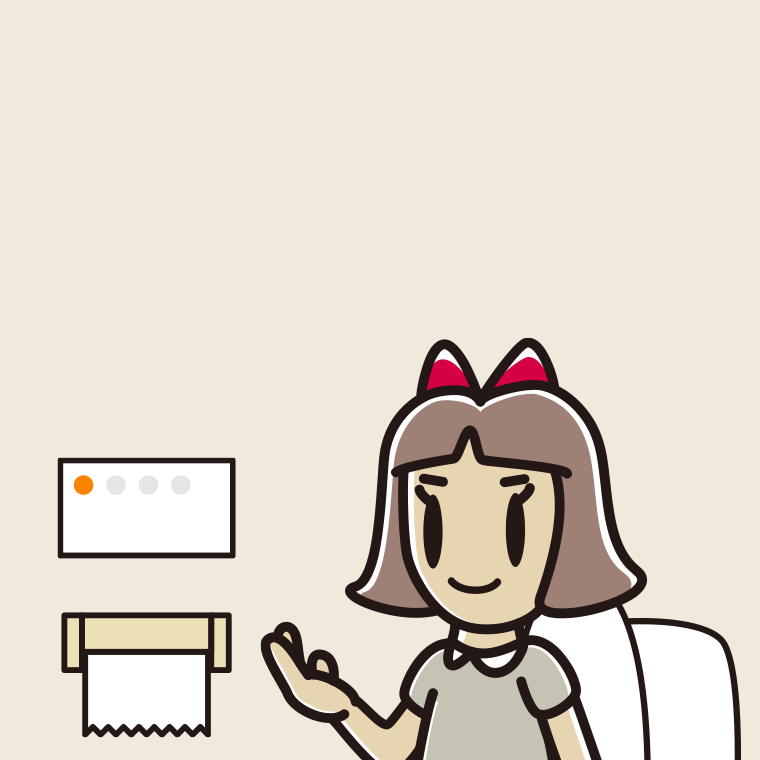 トイレで案内する小学生女子のイラスト【色、背景あり】PNG