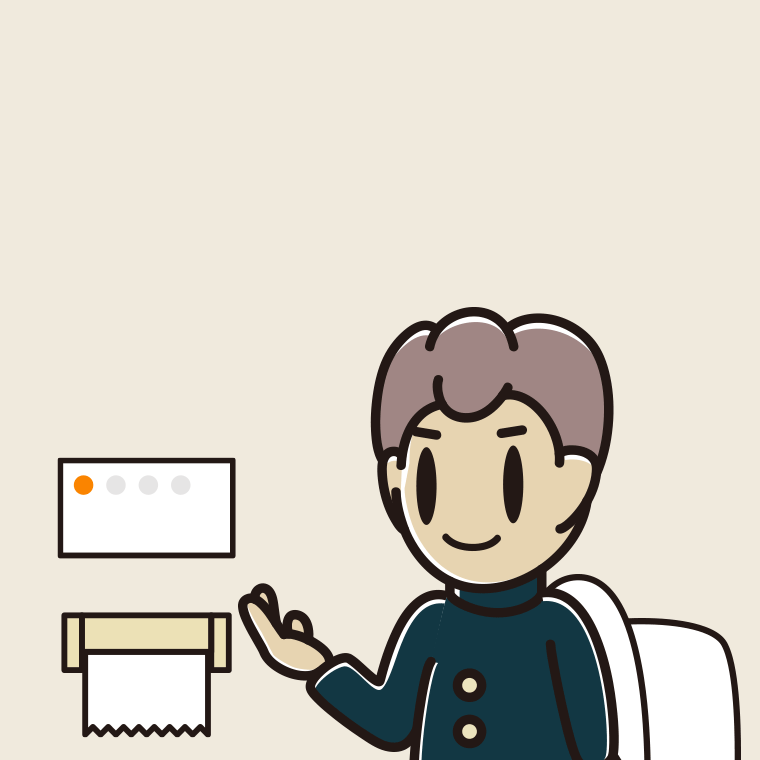 トイレで案内する男子中学生のイラスト【色、背景あり】PNG