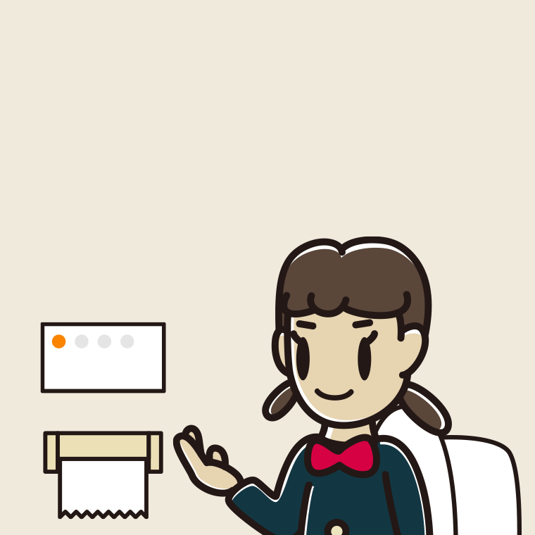 トイレで案内する女子中学生のイラスト【色、背景あり】PNG