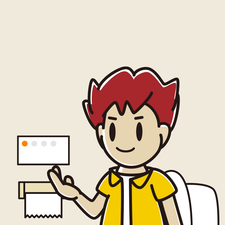 トイレで案内する男子大学生のイラスト【色、背景あり】PNG
