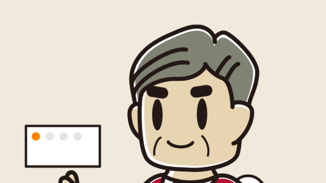 トイレで案内するおじさんのイラスト【色、背景あり】PNG