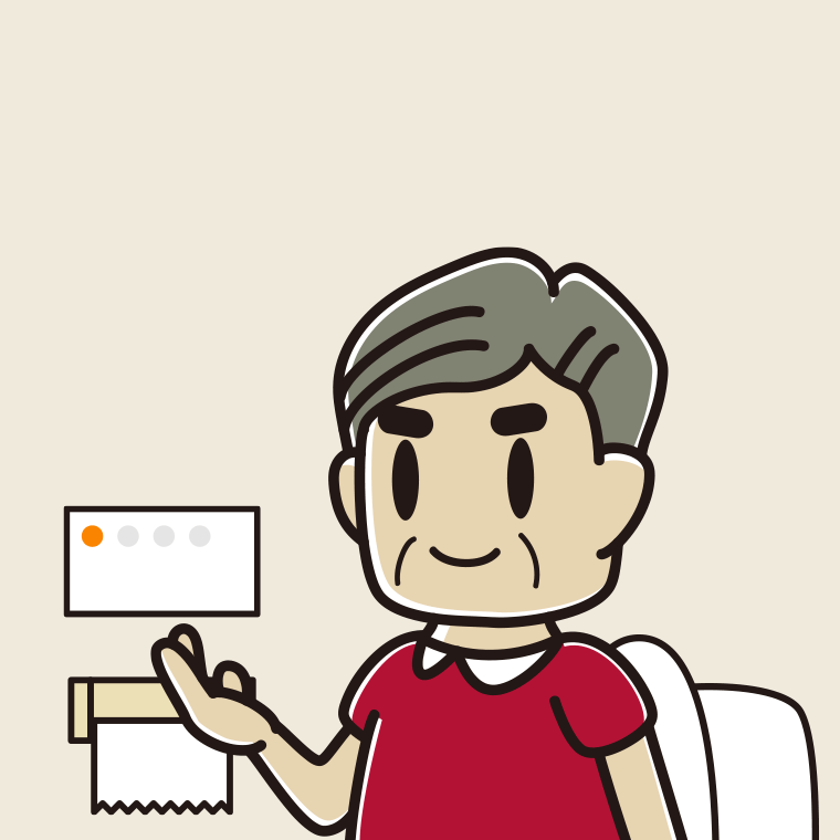 トイレで案内するおじさんのイラスト【色、背景あり】PNG