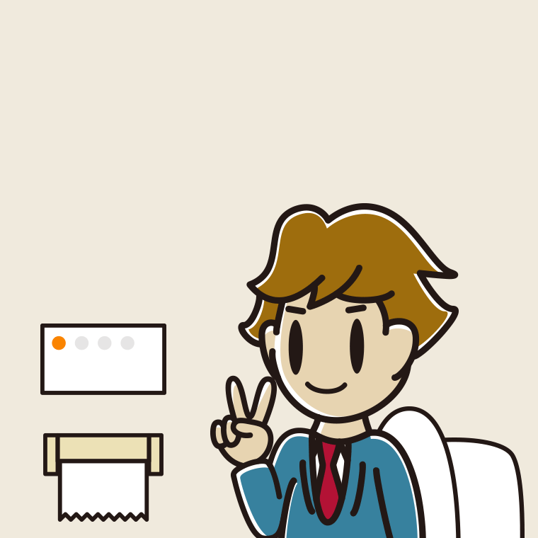 トイレでピースをする男子高校生のイラスト【色、背景あり】PNG