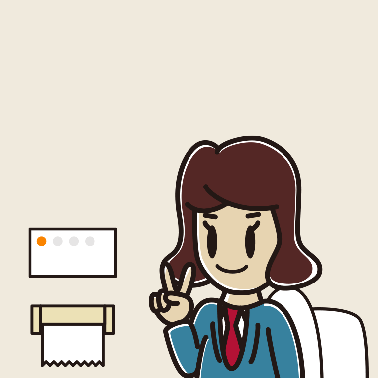 トイレでピースをする女子高校生のイラスト【色、背景あり】PNG