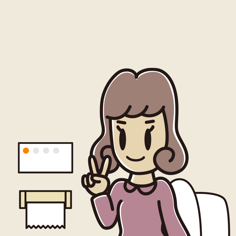 トイレでピースをする女子大学生のイラスト【色、背景あり】PNG
