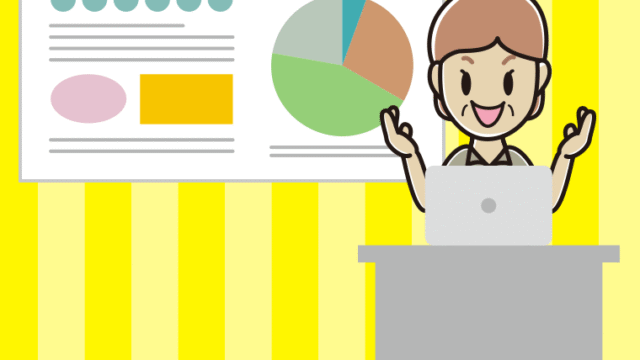 【ビジネスフリー素材】プレゼンする年配女性会社員（クールビズ）のイラスト