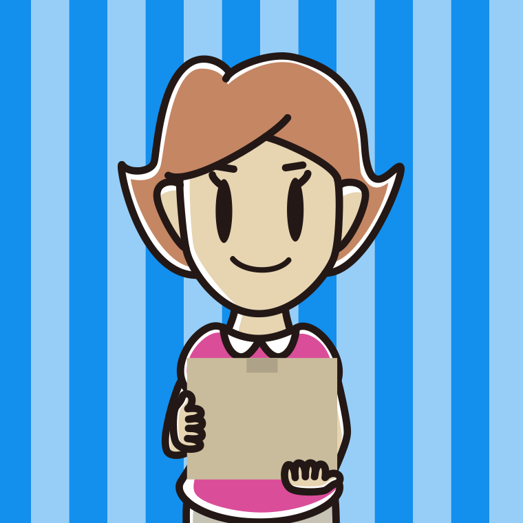 段ボール箱を持つ女性のイラスト【色、背景あり】PNG