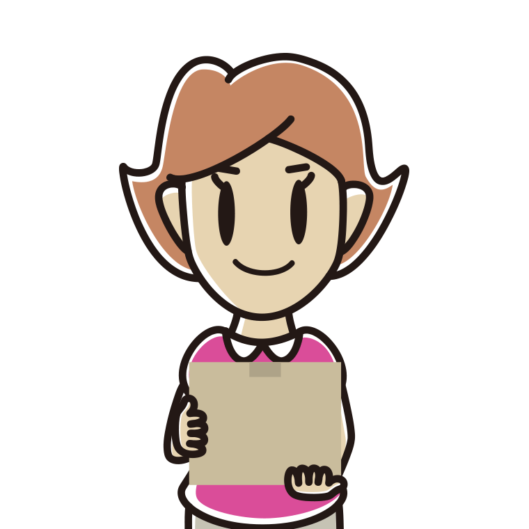 段ボール箱を持つ女性のイラスト【色あり、背景なし】透過PNG