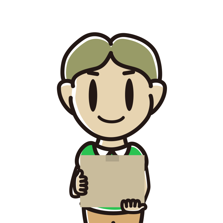 段ボール箱を持つ小学生男子のイラスト【色あり、背景なし】透過PNG