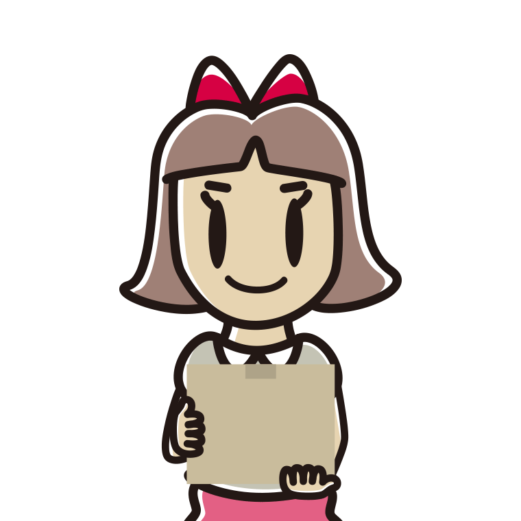 段ボール箱を持つ小学生女子のイラスト【色あり、背景なし】透過PNG