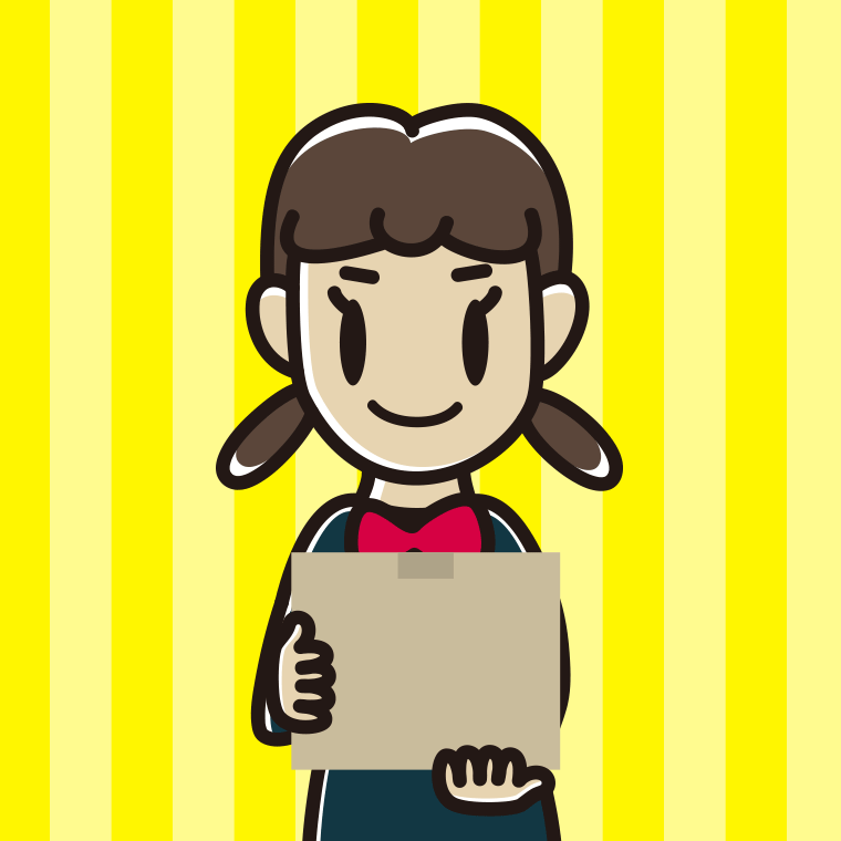 段ボール箱を持つ女子中学生のイラスト【色、背景あり】PNG