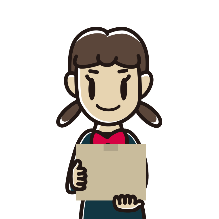 段ボール箱を持つ女子中学生のイラスト【色あり、背景なし】透過PNG