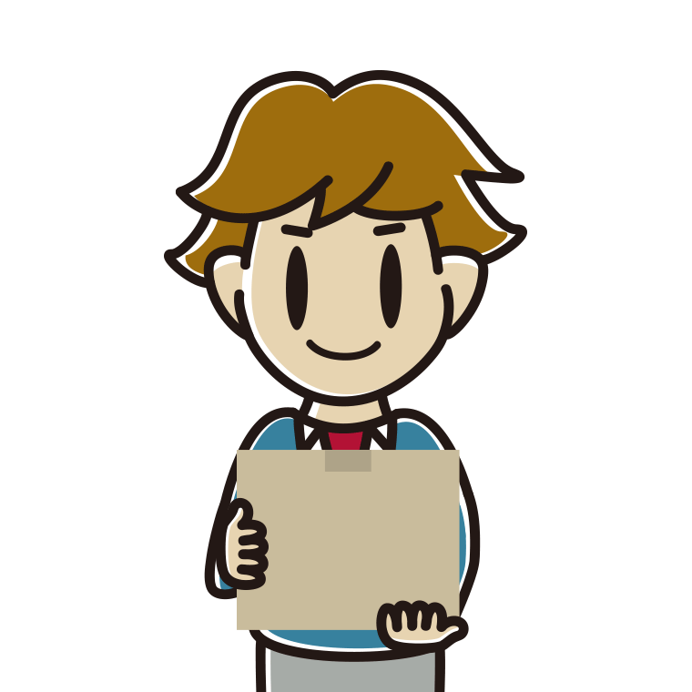 段ボール箱を持つ男子高校生のイラスト【色あり、背景なし】透過PNG