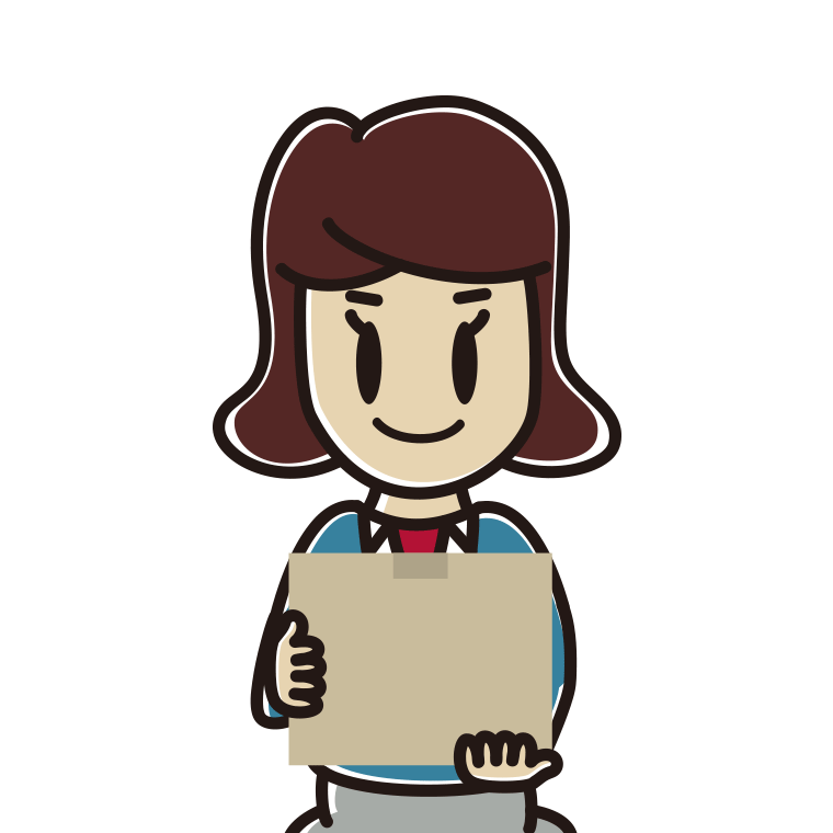 段ボール箱を持つ女子高校生のイラスト【色あり、背景なし】透過PNG