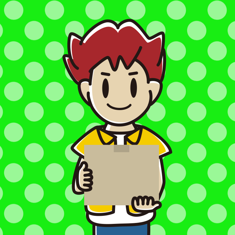 段ボール箱を持つ男子大学生のイラスト【色、背景あり】PNG