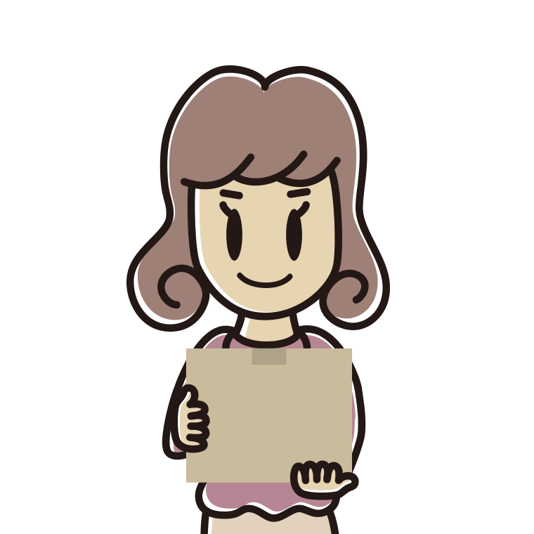 段ボール箱を持つ女子大学生のイラスト【色あり、背景なし】透過PNG