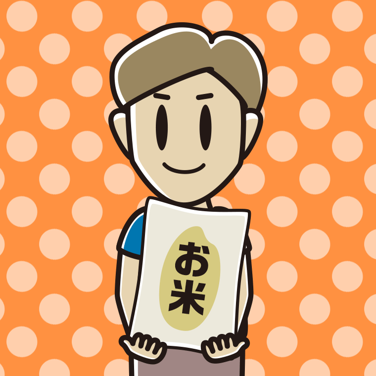 米袋を持つ男性のイラスト【色、背景あり】PNG