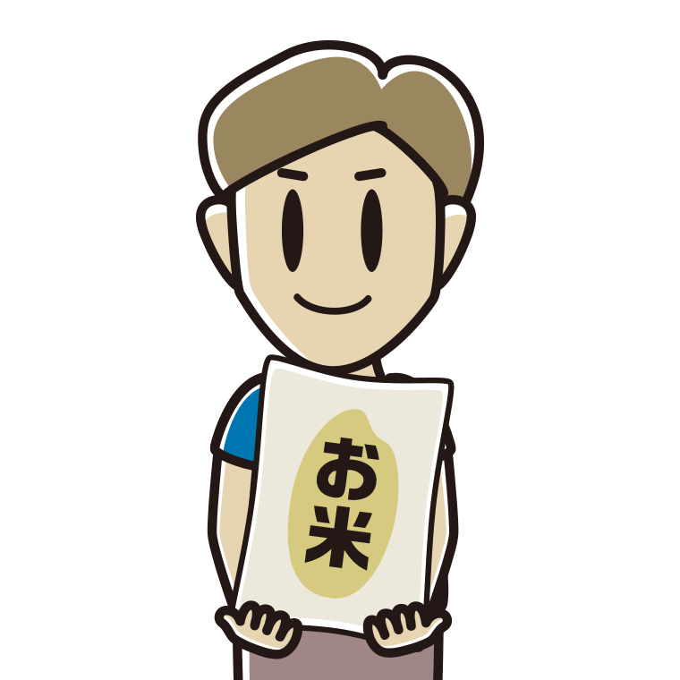 米袋を持つ男性のイラスト【色あり、背景なし】透過PNG