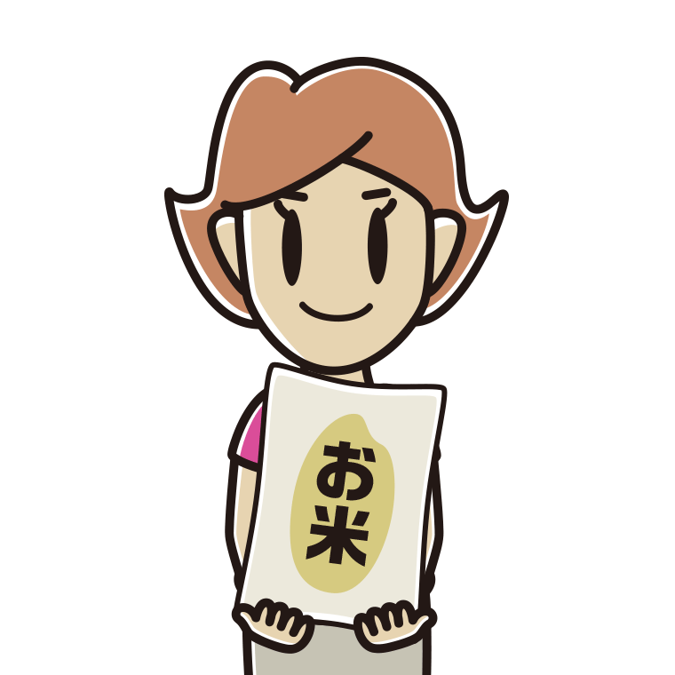 米袋を持つ女性のイラスト【色あり、背景なし】透過PNG