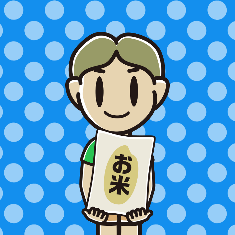 米袋を持つ小学生男子のイラスト【色、背景あり】PNG