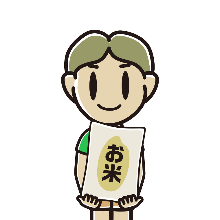 米袋を持つ小学生男子のイラスト【色あり、背景なし】透過PNG
