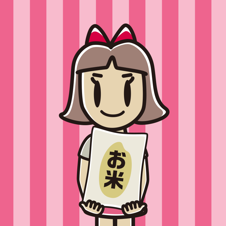 米袋を持つ小学生女子のイラスト【色、背景あり】PNG