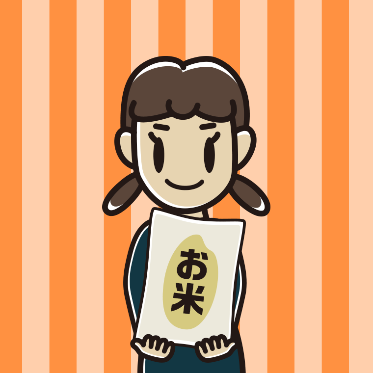 米袋を持つ女子中学生のイラスト【色、背景あり】PNG