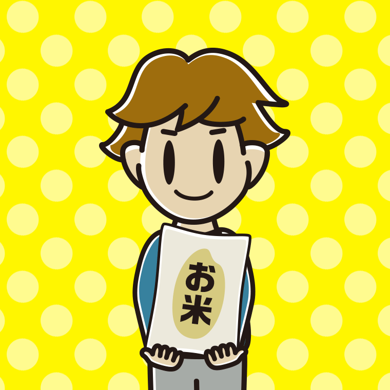 米袋を持つ男子高校生のイラスト【色、背景あり】PNG