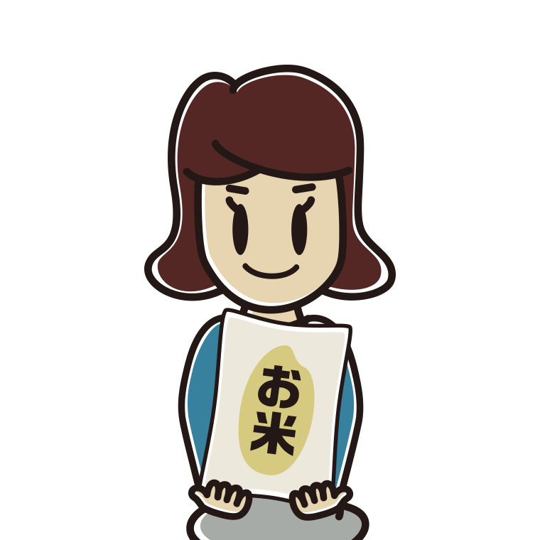 米袋を持つ女子高校生のイラスト【色あり、背景なし】透過PNG