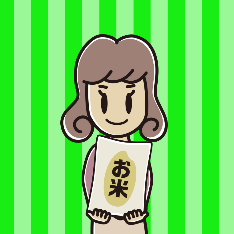 米袋を持つ女子大学生のイラスト【色、背景あり】PNG