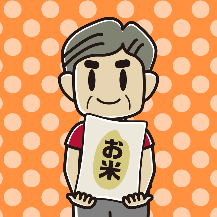 米袋を持つおじさんのイラスト【色、背景あり】PNG