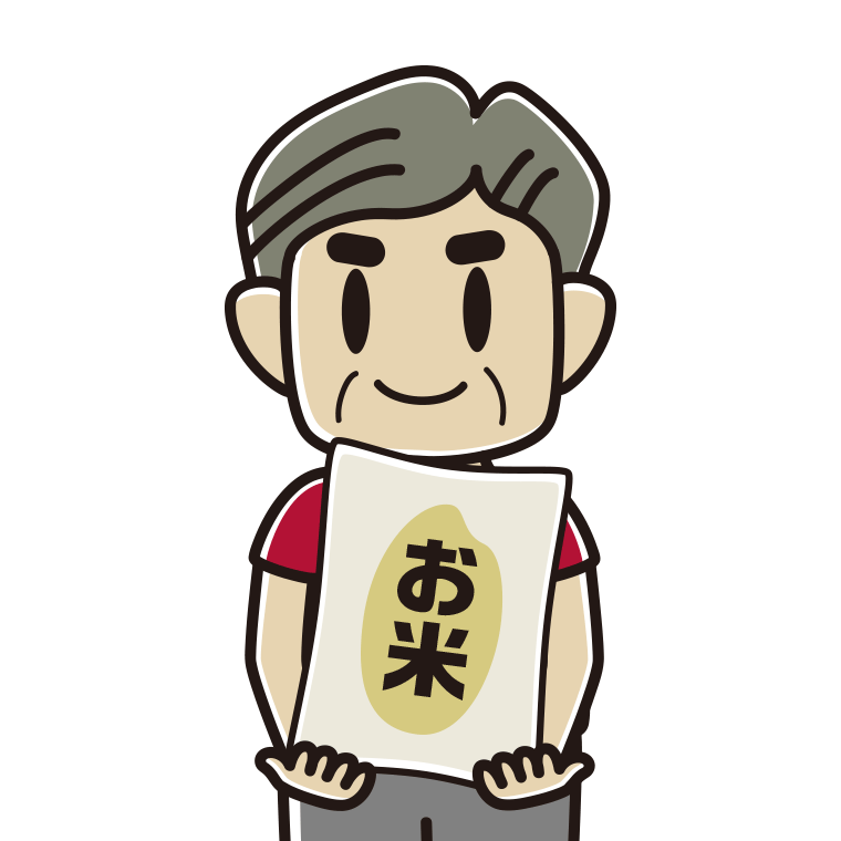 米袋を持つおじさんのイラスト【色あり、背景なし】透過PNG