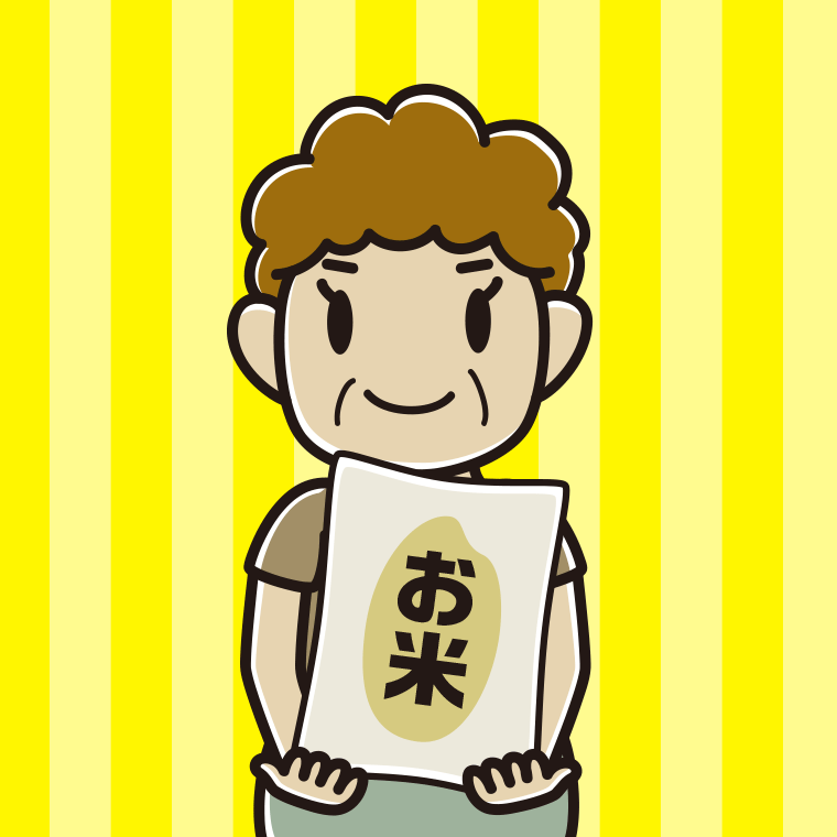 米袋を持つおばさんのイラスト【色、背景あり】PNG