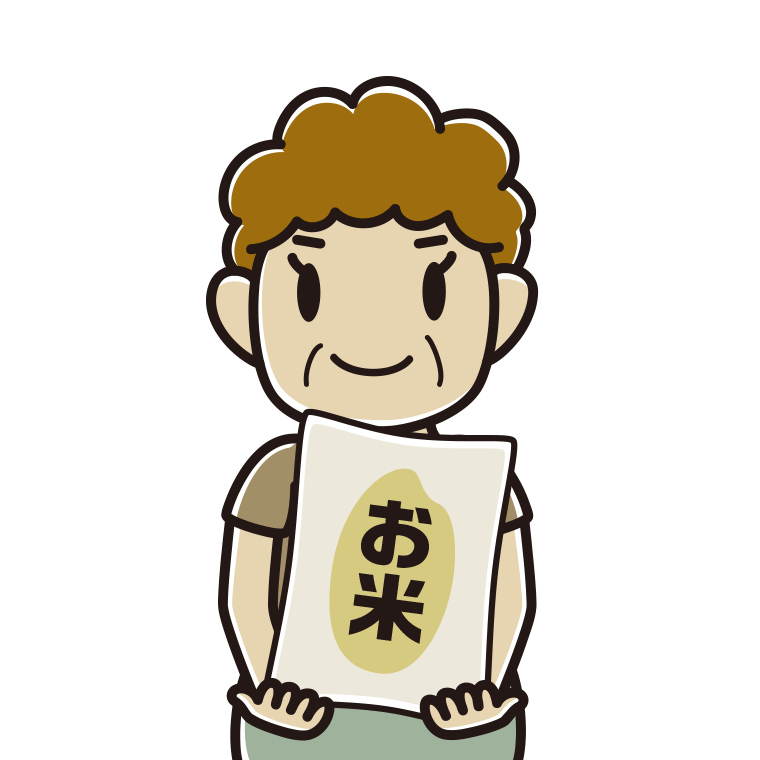 米袋を持つおばさんのイラスト【色あり、背景なし】透過PNG