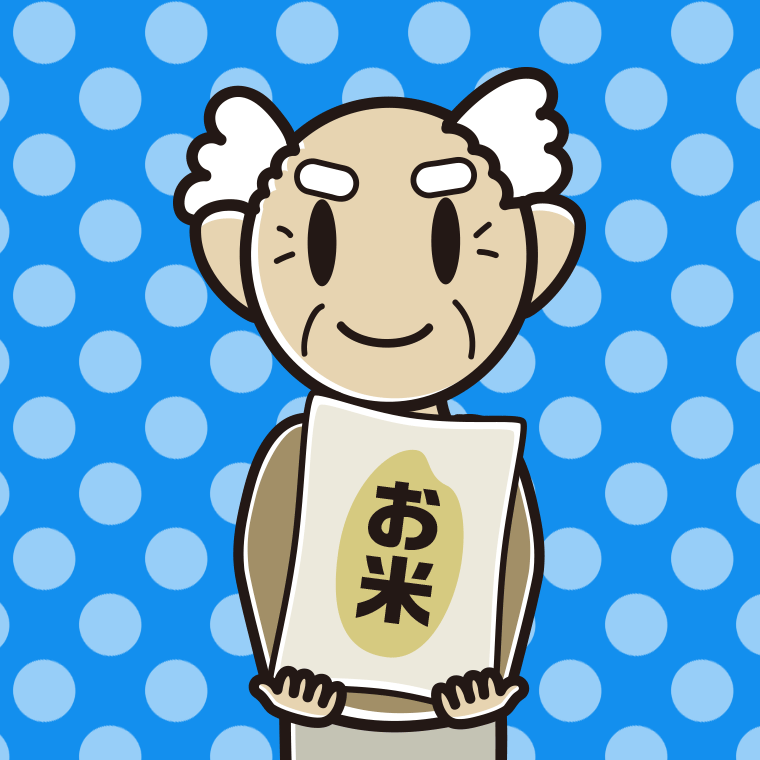 米袋を持つおじいさんのイラスト【色、背景あり】PNG
