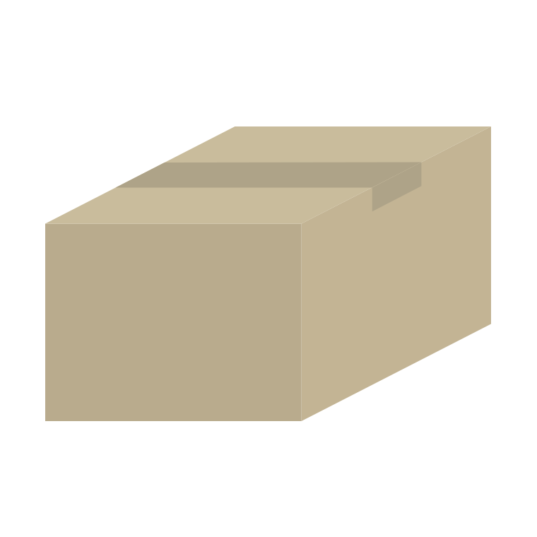 段ボール箱のイラスト【色あり、背景なし】透過PNG