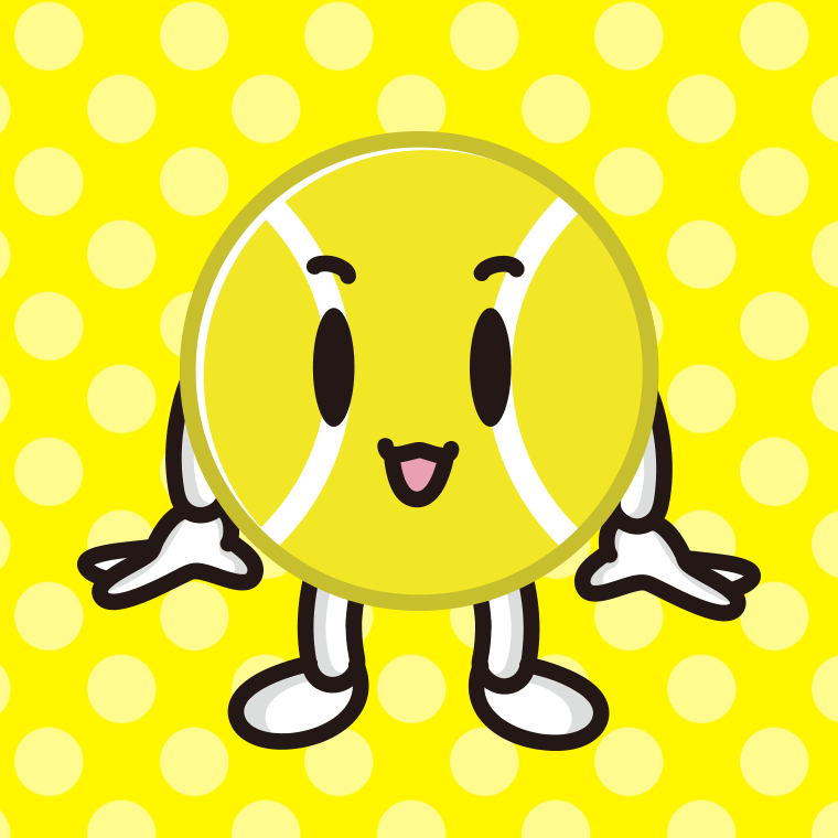 かわいいテニスボールちゃんのイラスト【色、背景あり】PNG
