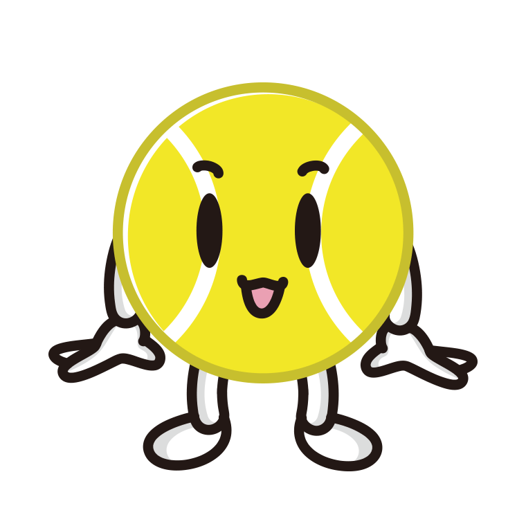 かわいいテニスボールちゃんのイラスト【色あり、背景なし】透過PNG