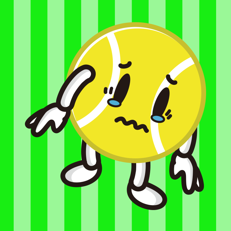 泣くテニスボールちゃんのイラスト【色、背景あり】PNG