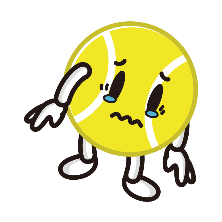 泣くテニスボールちゃんのイラスト【色あり、背景なし】透過PNG