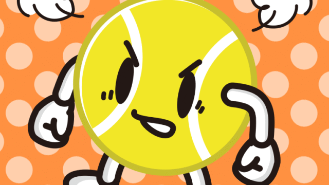 怒るテニスボールちゃんのイラスト【色、背景あり】PNG