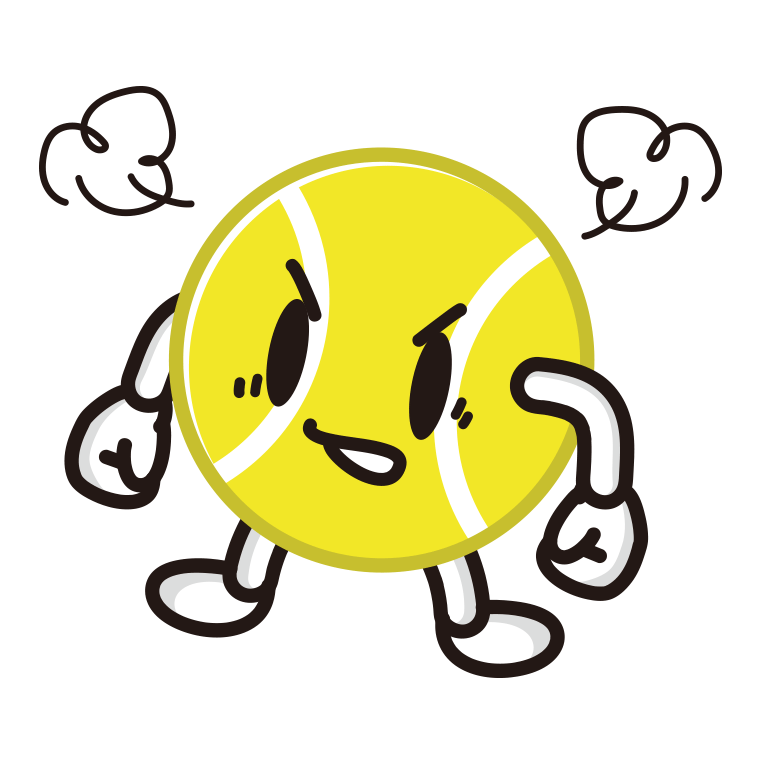 怒るテニスボールちゃんのイラスト【色あり、背景なし】透過PNG