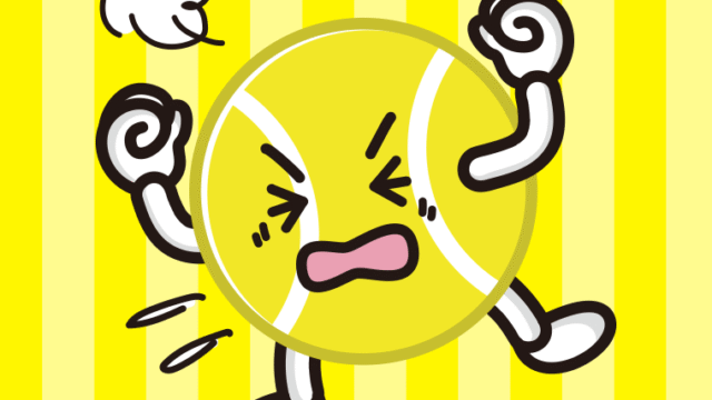 カンカンに怒るテニスボールちゃんのイラスト【色、背景あり】PNG